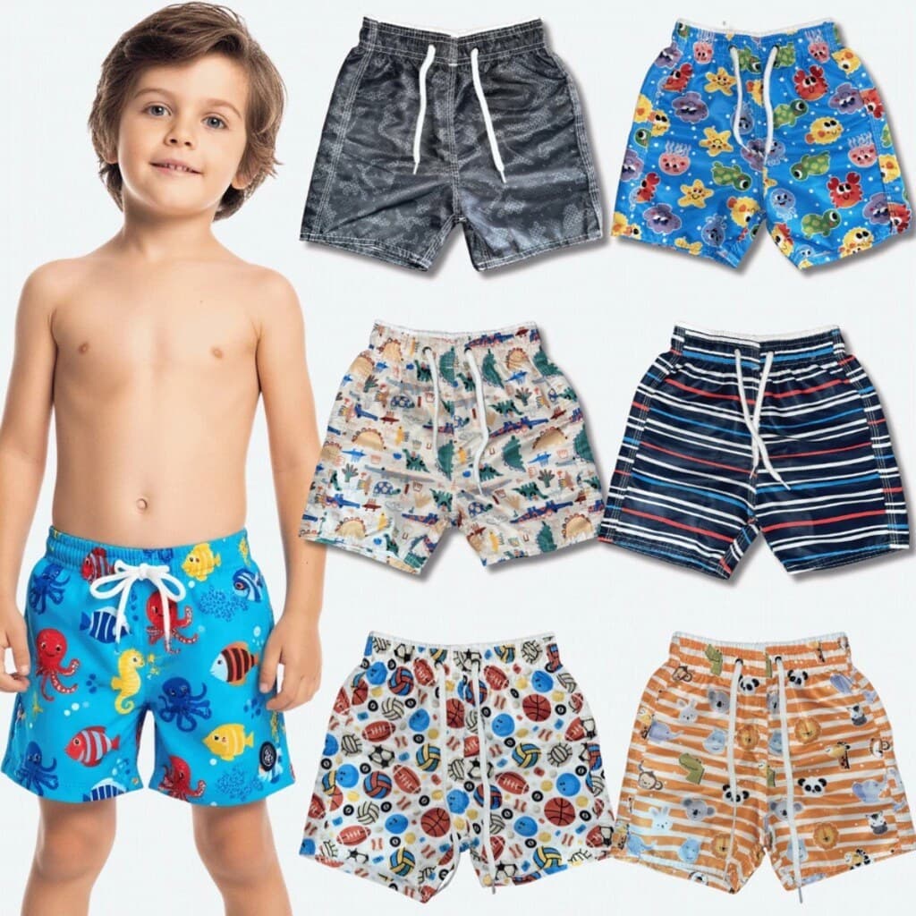 kit 2 Shorts Infantis Tecido Tactel Elástico Premium Casual Básico Confortável,  Best Brazil