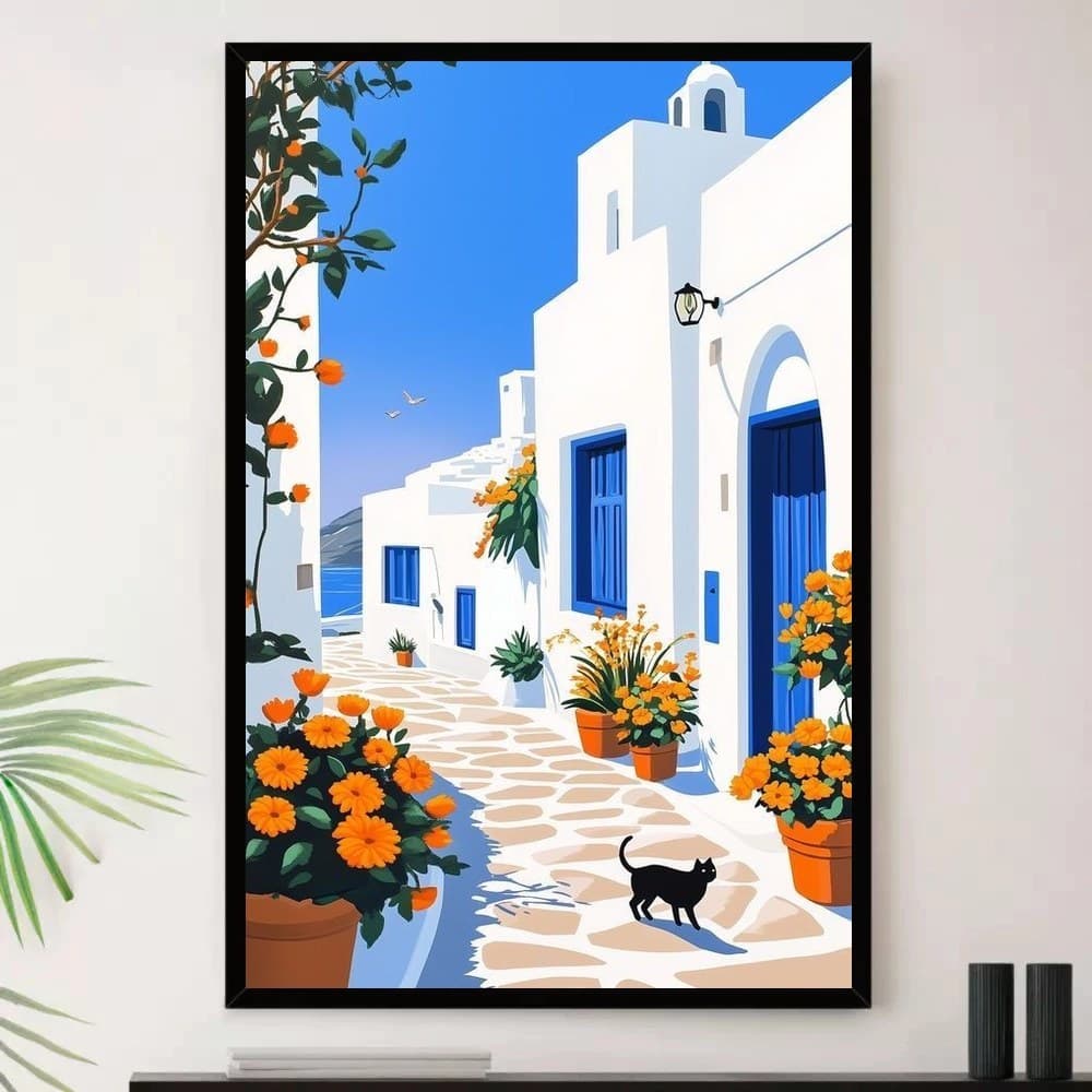 Quadro Placa Decorativa Arte Abstrata Contemporânea em Azul-Claro, Azul-Marinho e Branco