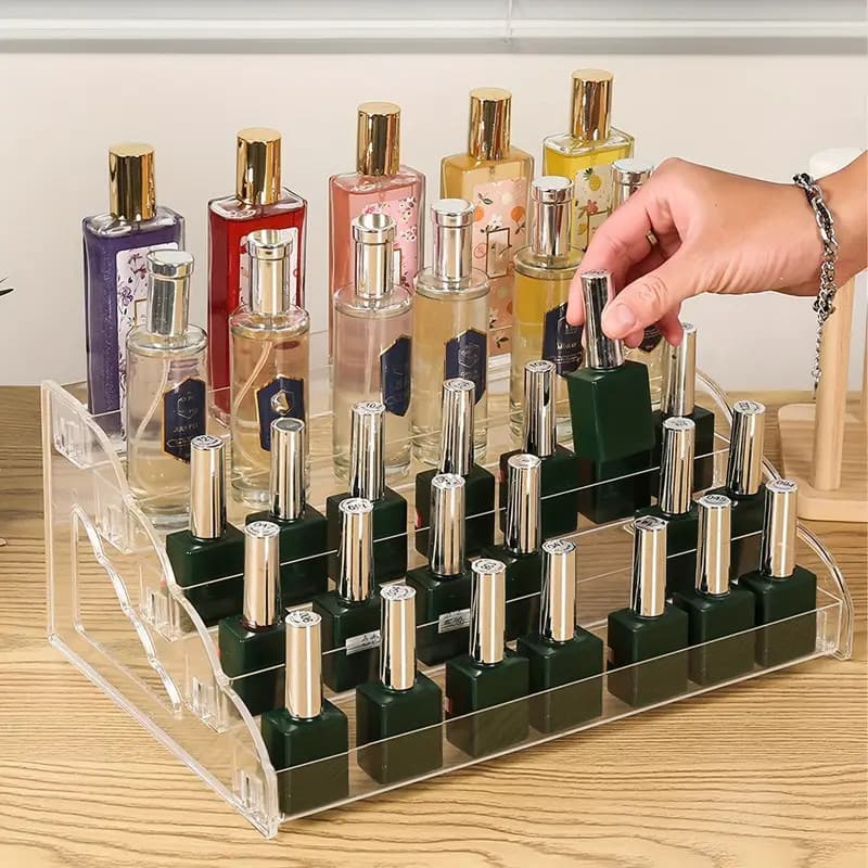 Caixa Acrílica Porta Organizadora com 5 Prateleiras esmalte em cosméticos Expositor de Esmaltes Acrílico Transparente Ve