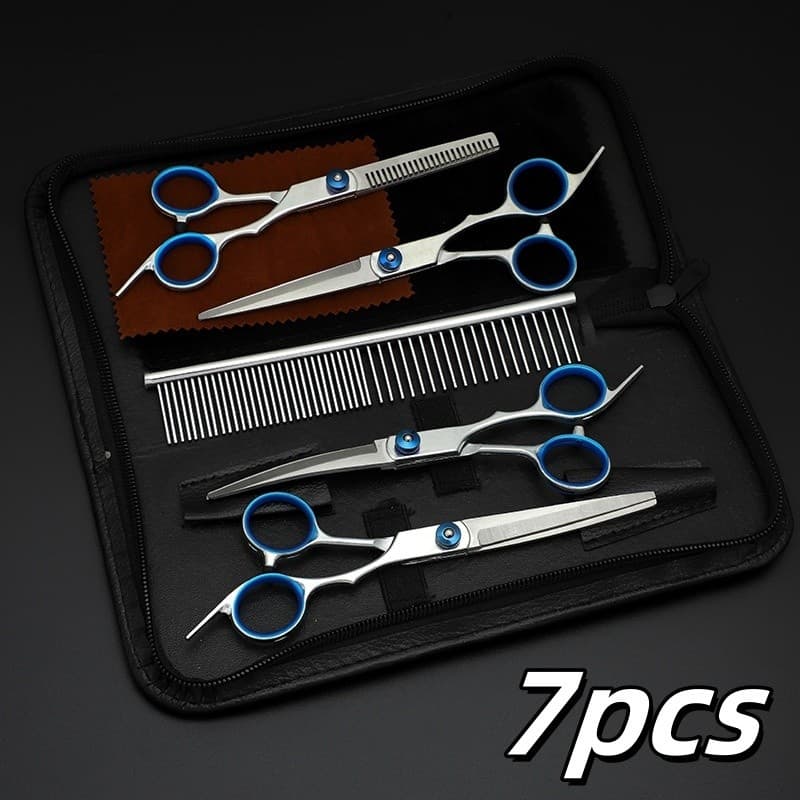 7pcs Tesouras Profissionais Fio Navalha Desfiadeira Vendido(s) - Variação: