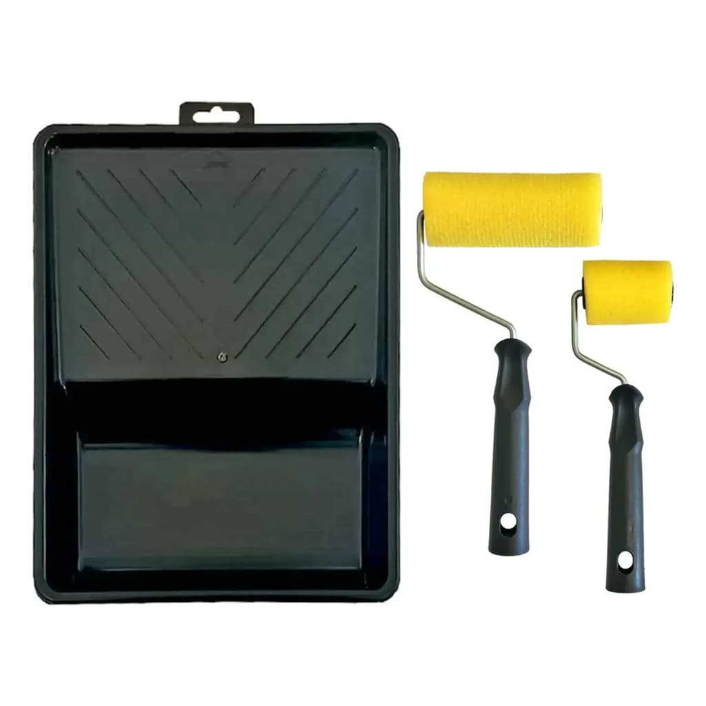 KIT 10 Kit Pintura Compel Bandeja 2 Rolos Espuma 9cm Completo Prático Profissional 🎨