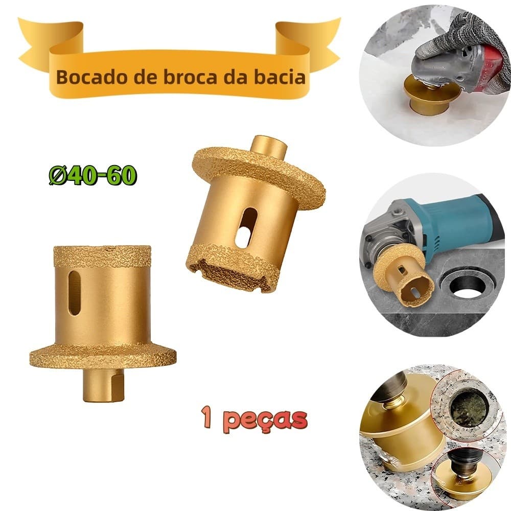 M10 - 1 peça de broca de 40 mm compatível com rebarbadora rosqueada M10, adequada para perfuração de granito e