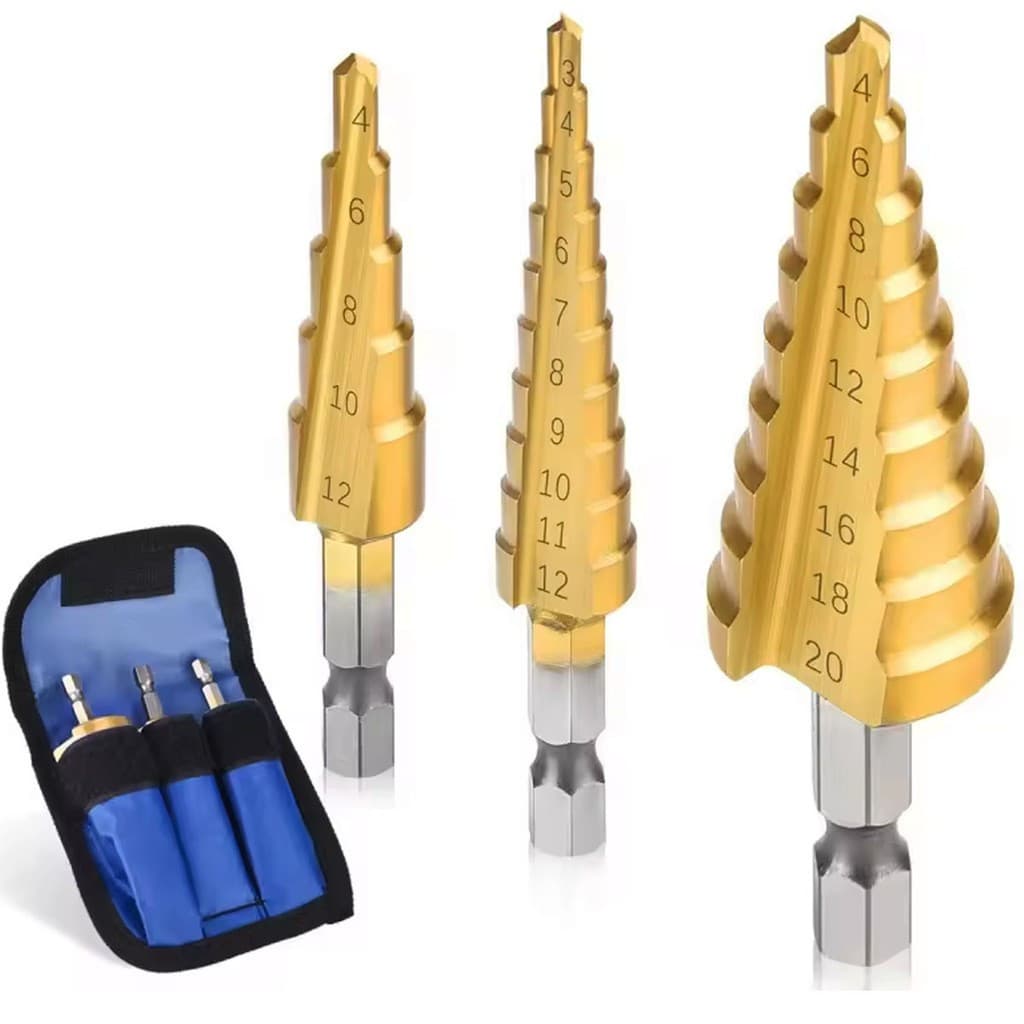 Jogo de Brocas HSS 3PCS com Revestimento de Titânio Hexagonal para Metal e Madeira