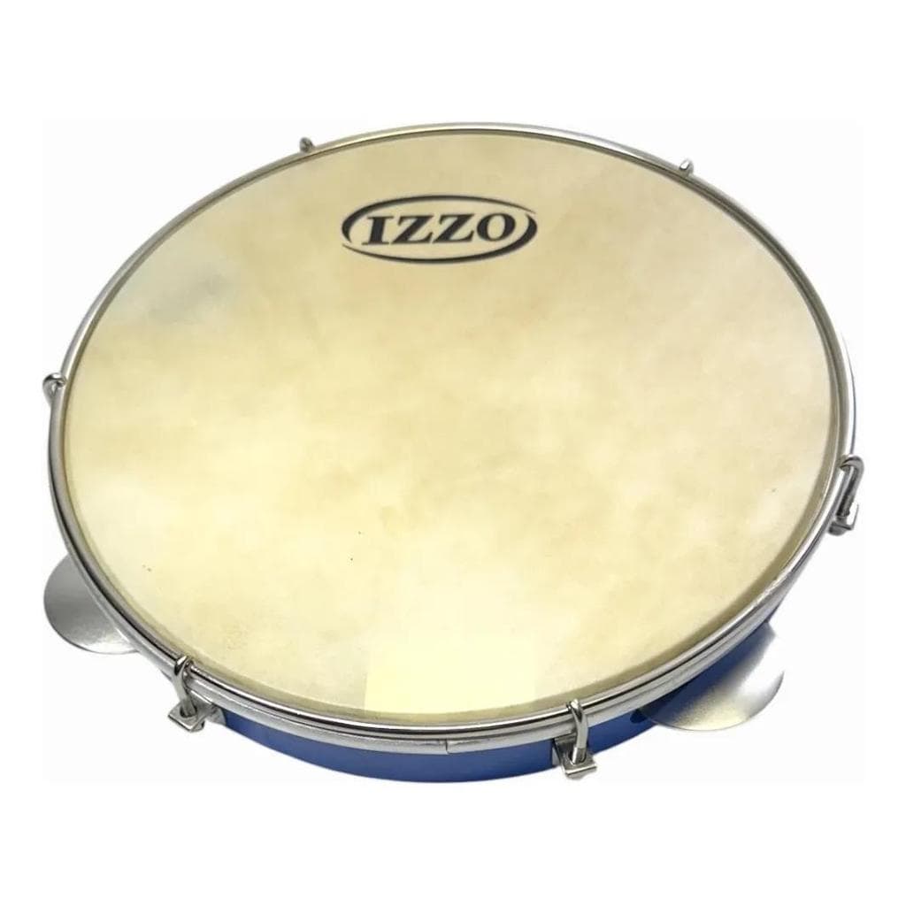 Pandeiro Izzo 10 Pele Couro Corpo Abs Azul 6 Afin 3430azc