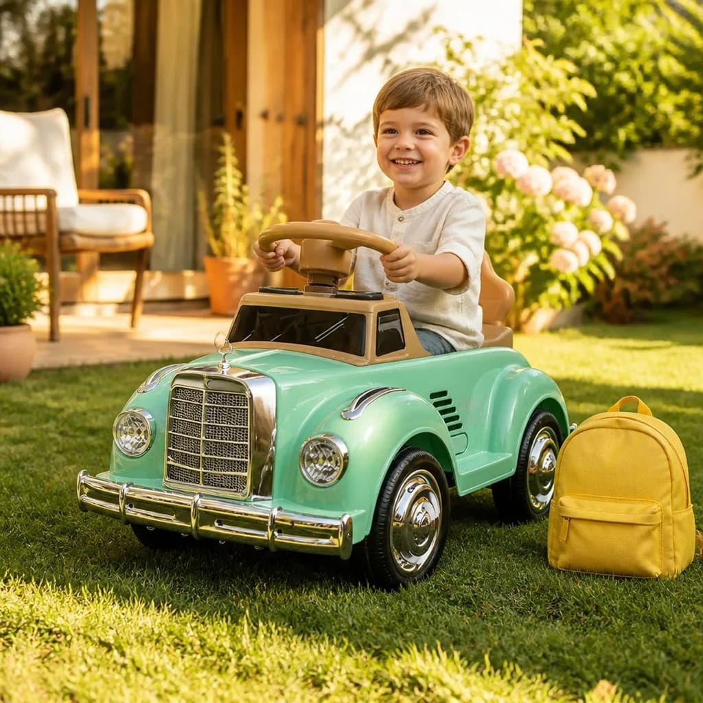 Mini Carrinho Carro Elétrico Infantil Passeio Bateria 6V Recarregável Clássico Retrô Vintage Criança