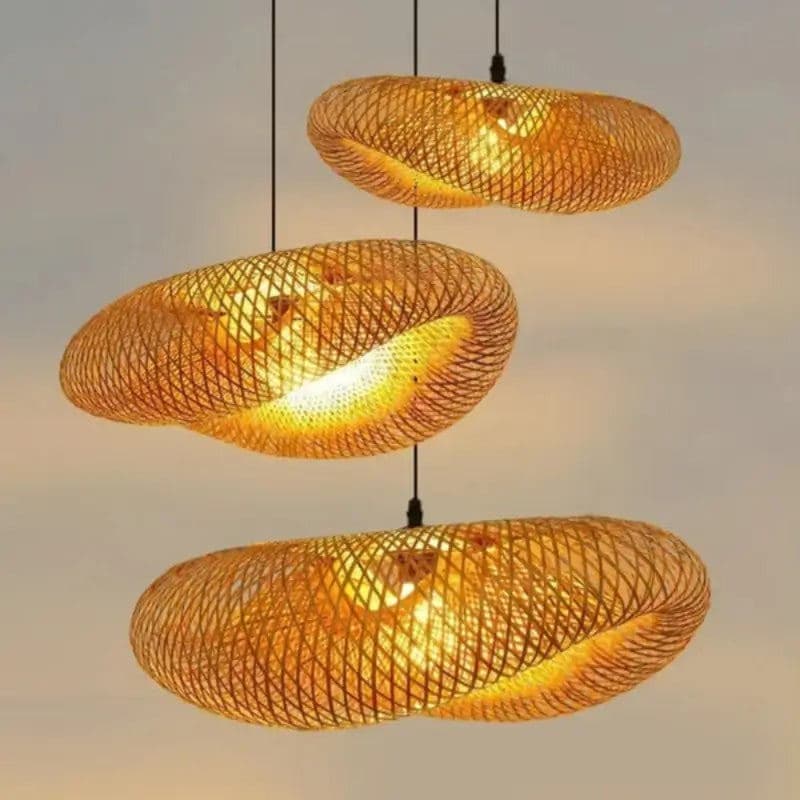 Luminária de Teto Pendente de Bambu 60cm Rattan