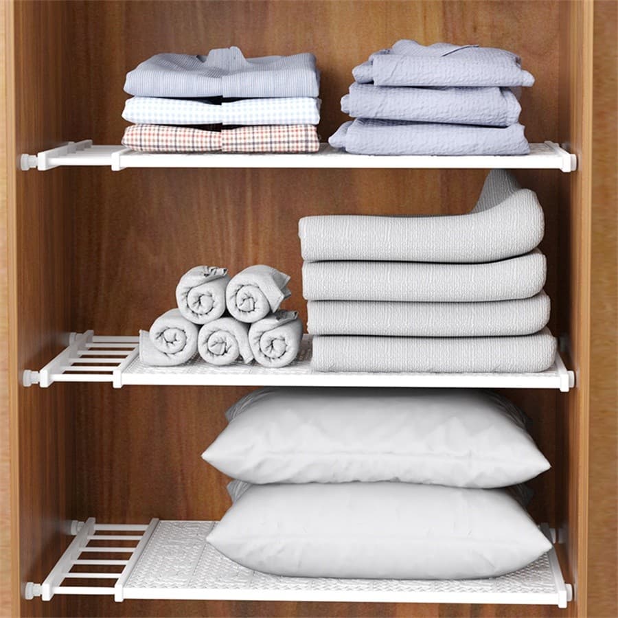 Organizador Prateleira Inteligente Retrátil portátil 53 a 90 cm Aço inoxidável Branca Extensível Largura 30cm  Com:53-90