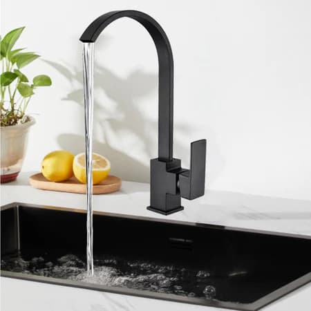 Quadrit Ultra-fino bocal móvel bancada torneira do banheiro flexível cozinha bancada torneira-preto fosco - Variação: