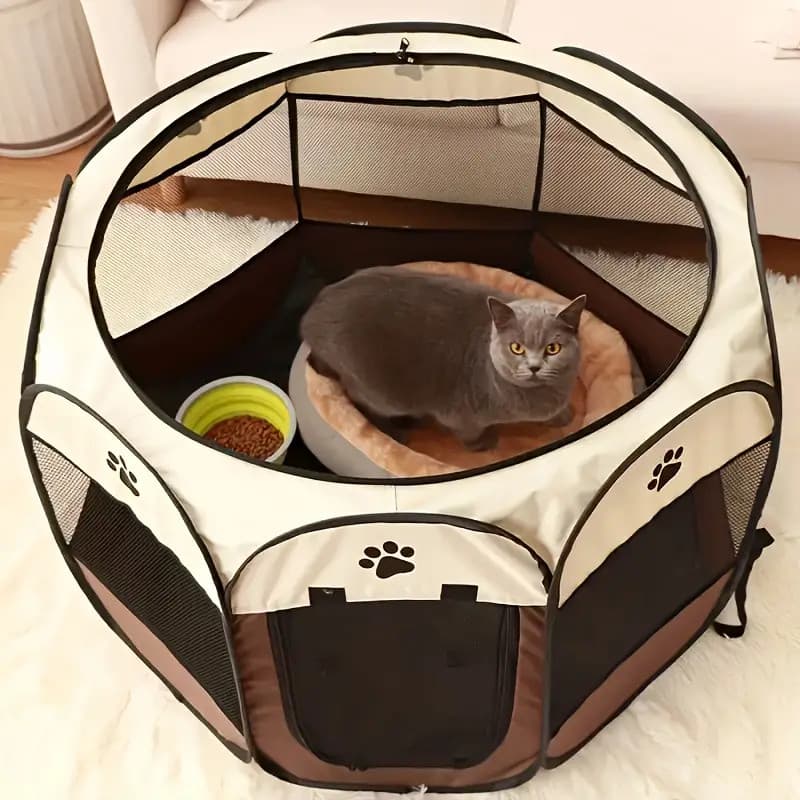 Gaiola dobrável octogonal para animais de estimação Vendido(s) - MARROM-M