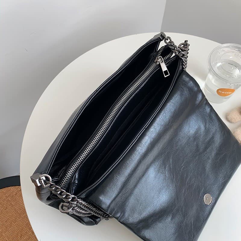 Bolsa de ombro feminina luxuosa de grande capacidade em PU com bolsa Crossbody de corrente Vendido(s) - Branco