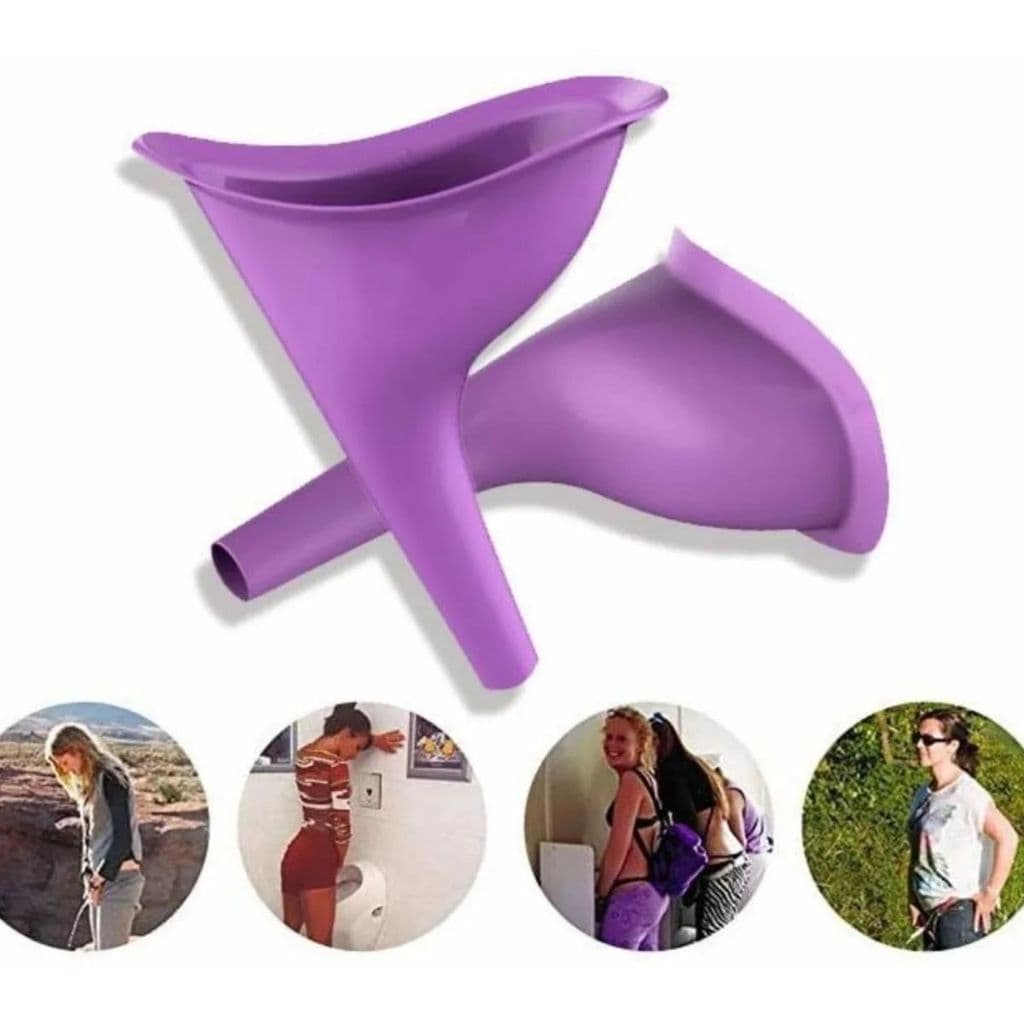 Kit 2 Urinol Feminino Portátil Reutilizável em Silicone - Xixi em Pé Anatômico