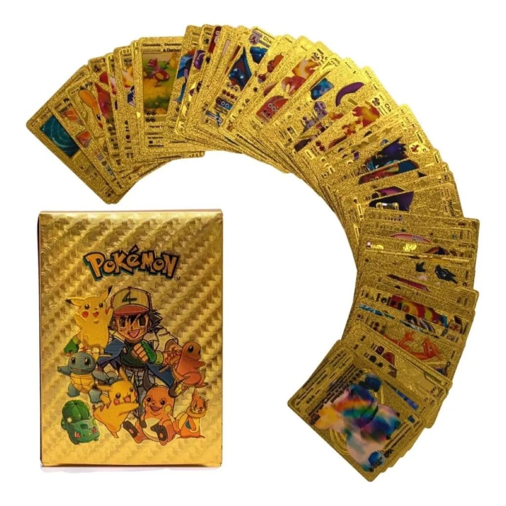 Kit 10 Cartas Pokémon Folha De Ouro Douradas Edição Limitada