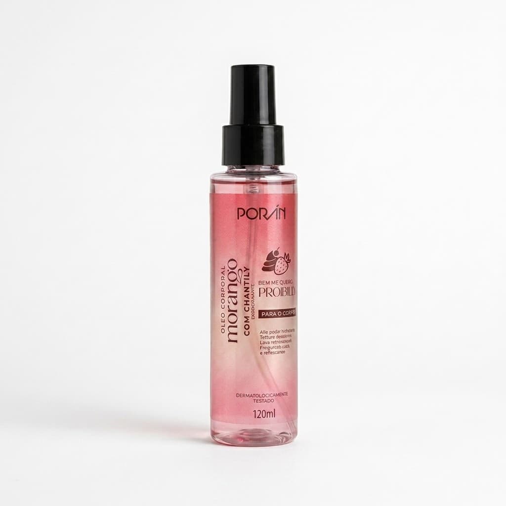 Oleo Corporal Iluminador Morango Chantilly Poran 100ml Radiante Skincare Vegano Hidratacao Perfumada