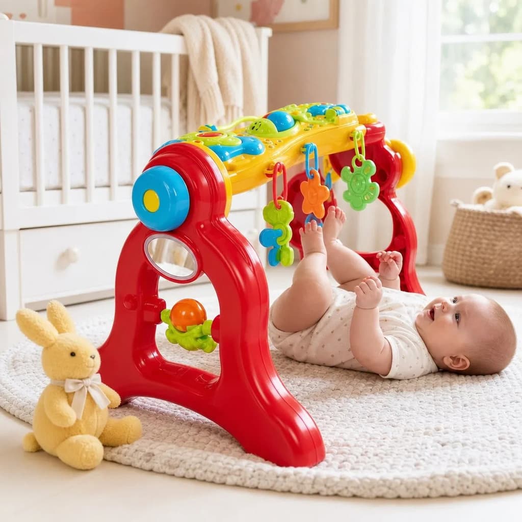 Centro Atividades Infantil Bebê Didático Interativo 3 em1 Mobile Som Espelho Play Gym Baby Educativo