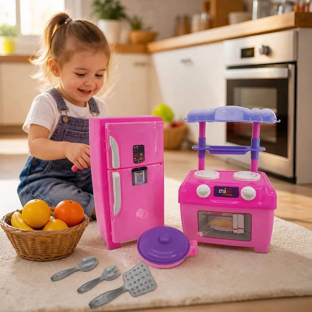 Brinquedo Infantil Freezer Fogão Conjunto Cozinha Criativo