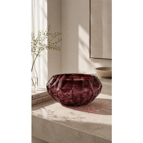 Vaso Centro De Mesa Flores Facetado Desert Grey 16x30x30cm