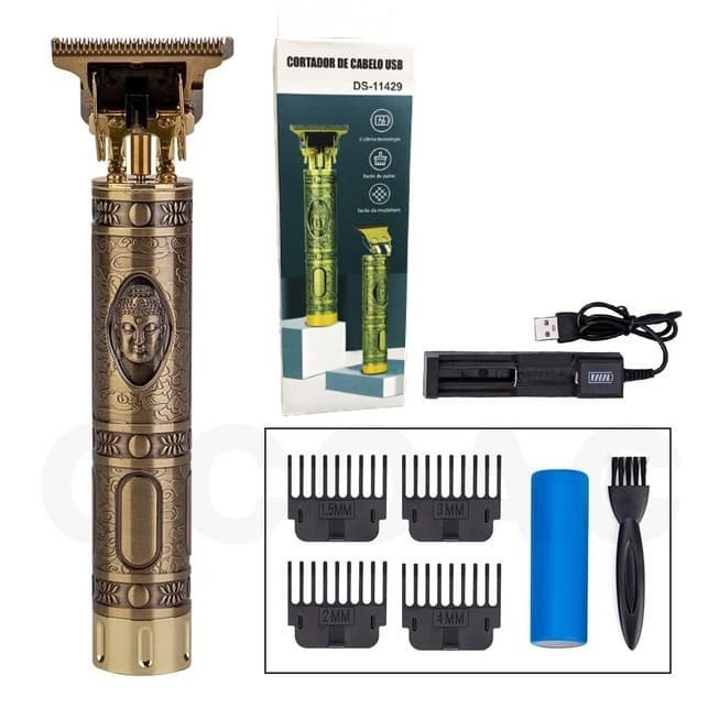 Máquina de Barbear e Cortar Cabelo Profissional Recarregável Sem Fio