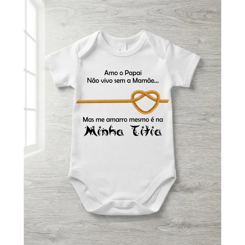 Body Bebê Personalizado Bebê Body Bebê Me Amarro Na Minha Titia C- 3858 Presente para Estampado Manga Curta P ao GG