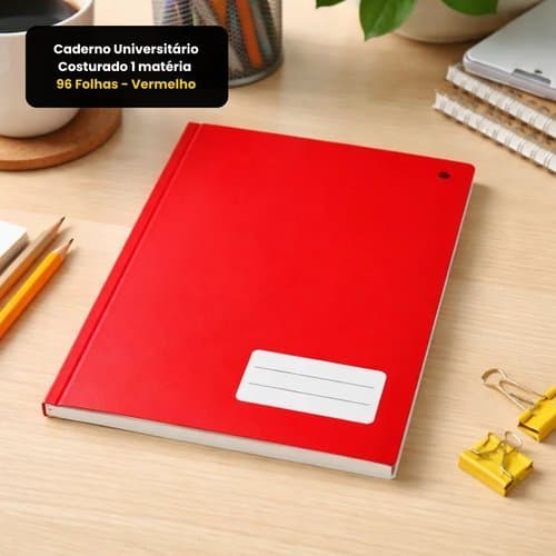 Caderno Universitário Costurado 1 matéria 96 Folhas - Vermelho Qualidade Garantida – ANIMATIVA