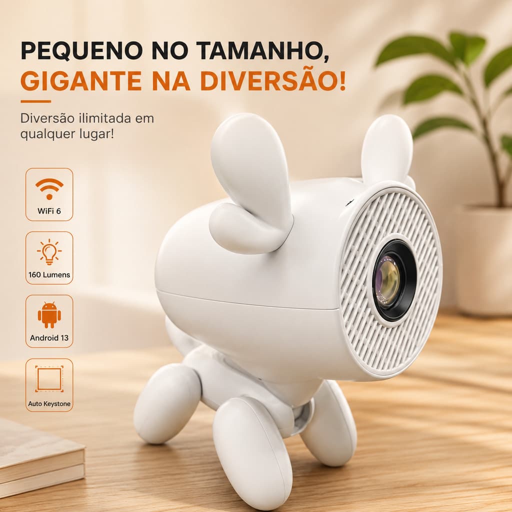 Projetor LED Portátil JY320LI Com Android 13 WiFi 6 Bluetooth Tela Grande 150 Pol Cinema Casa