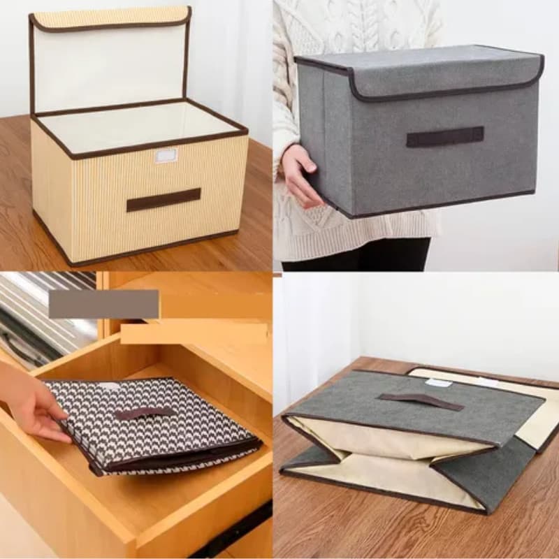 Kit 2 Caixas Organizadoras Dobráveis com Tampa 37x24x24cm
