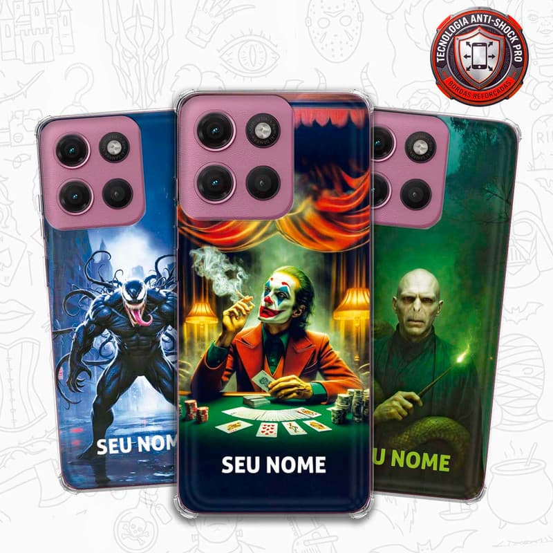 Capa Capinha - Motorola Moto G17 - Vilões Anti-heróis Filmes Cinema Personalizada com nome