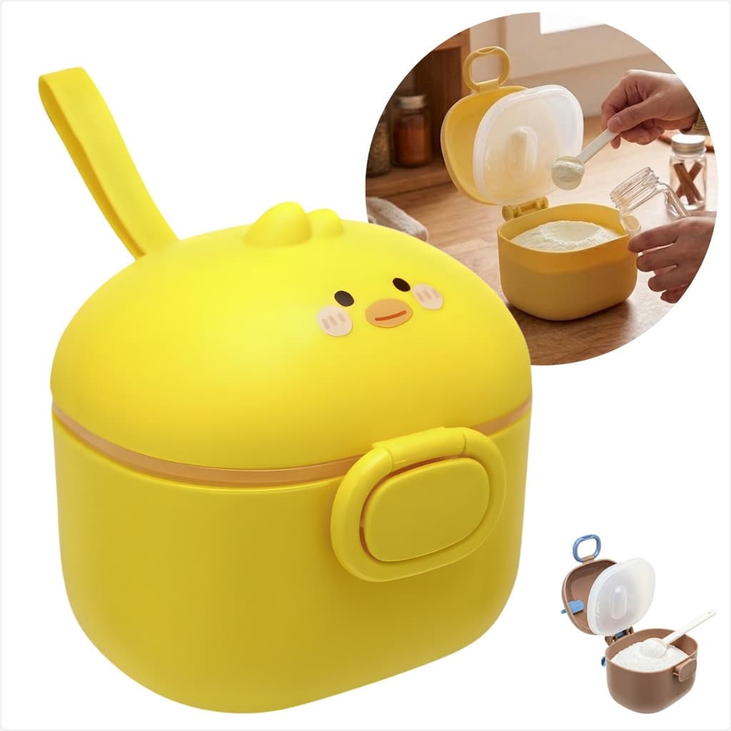 Porta Leite Em Po Infantil 400ml Com Dosador Nivelador E Colher Facil Uso