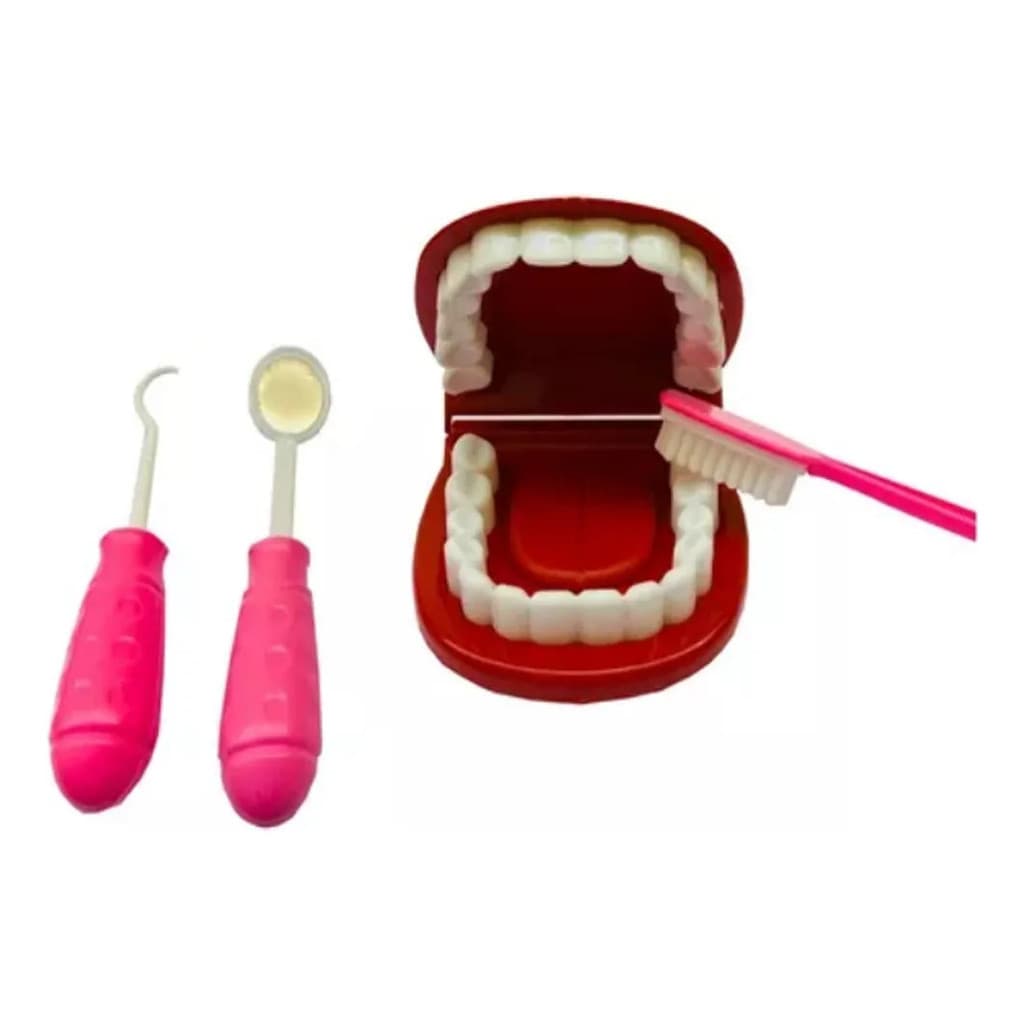 Kit Maleta Brinquedo Dentista Infantil Rosa Com Acessórios Rosa