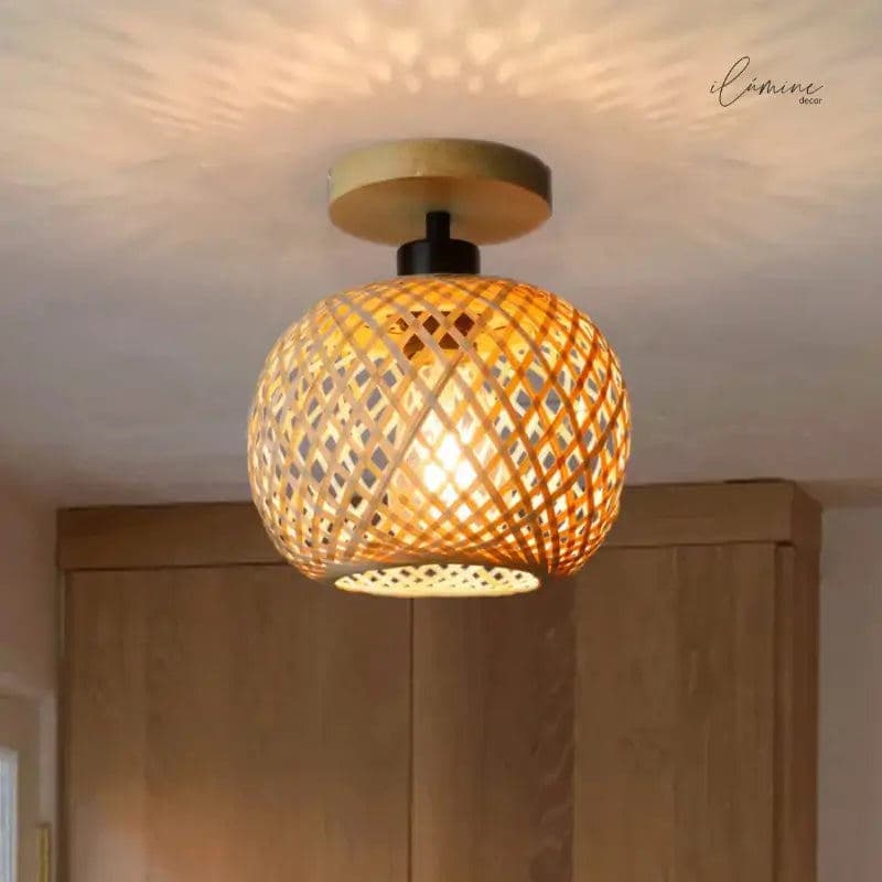 Luminária de Teto Rattan Fibras Naturais