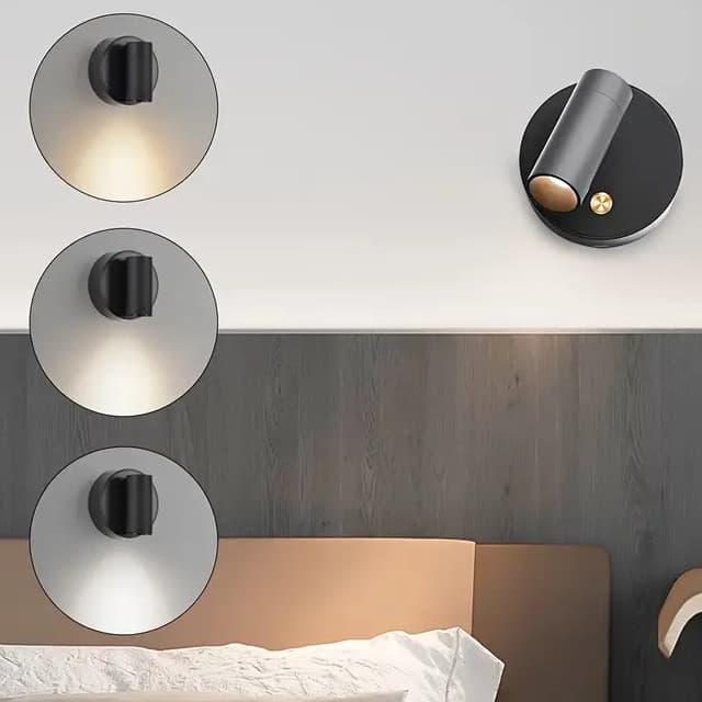 Lâmpada de Parede Sem Fio Recarregável com Luz de Escurecimento Ajustável para Leitura Noturna no Quarto de Dormir Vendi