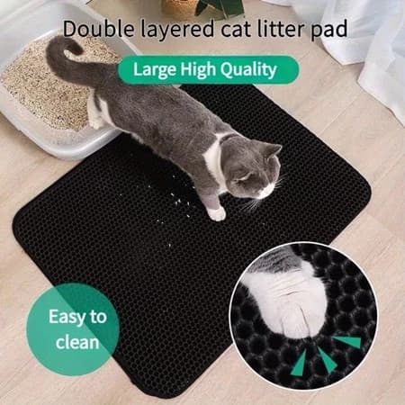Tapete Higiênico EVA Coletor de Areia Para Gato Lavável Dupla Camada Vendido(s) - 55 * 75 Preto