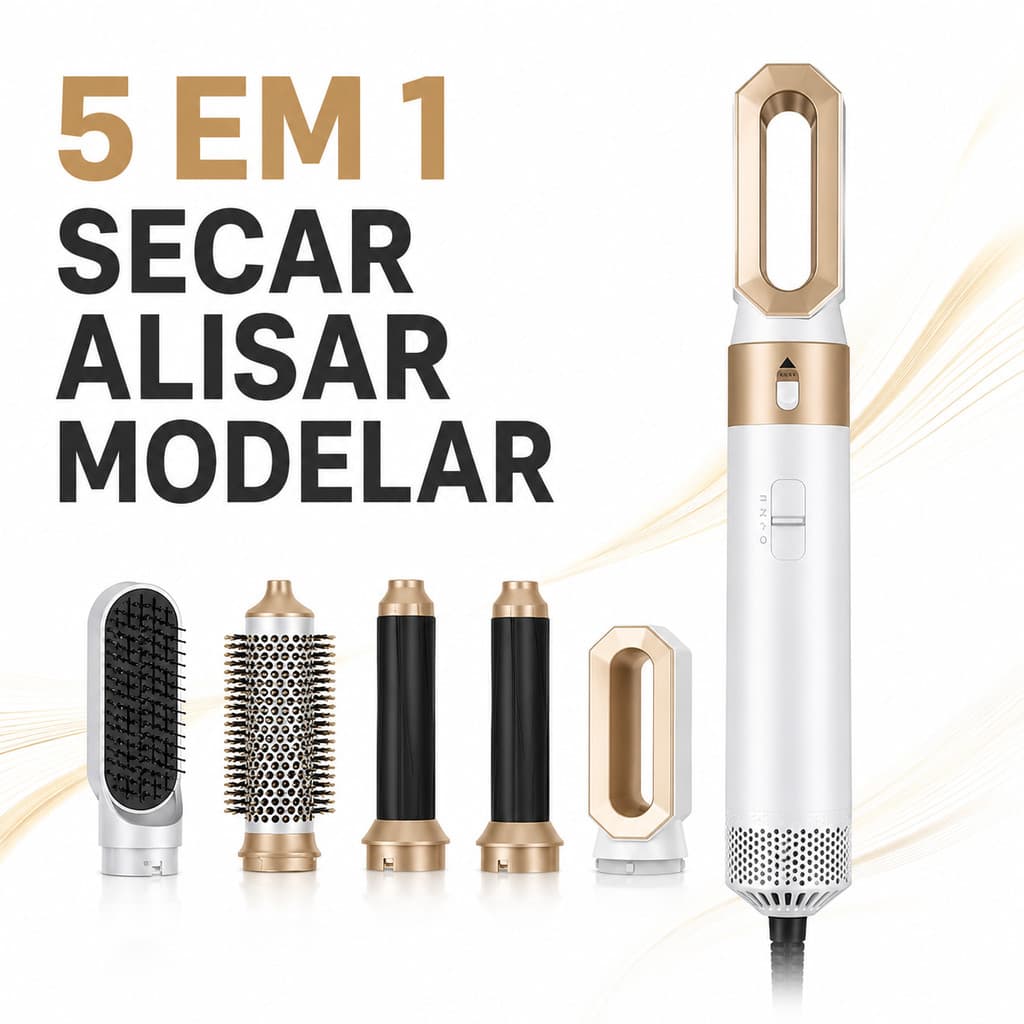 Escova Profissional Para Secador de Cabelo Com ar Quente 5 em 1 110V E 220V