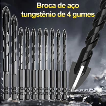 Kit 10 Brocas de carboneto Triangular Titânio Profissionais 3/16-1/2 De Para Fura Tudo Vendido(s) - Variação: