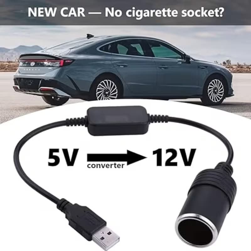 Adaptador De Acendedor De Cigarro USB Para Carro, Cabo Adaptador De Alimentação De 5 V Para 12 V Vendido(s) - Variação: