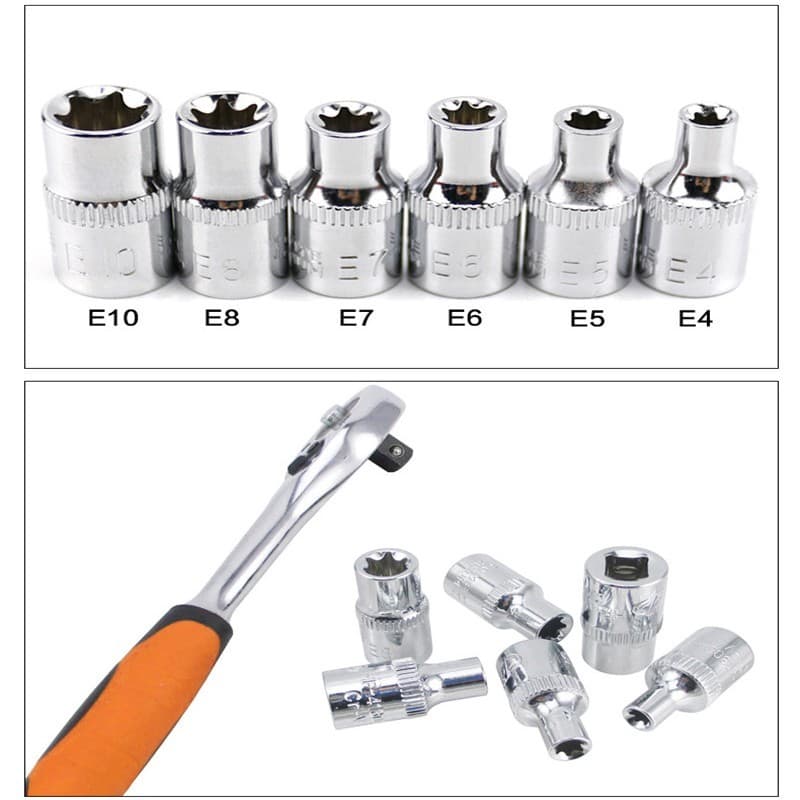 6pcs 1/4 Polegada Para Torx Star Feminino E Conjunto De Soquete E4-E10