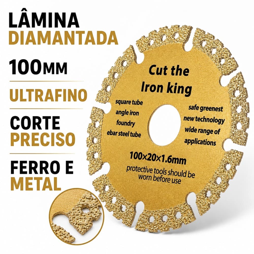 Disco de Corte 100mm Diamantado Ultrafino para Esmerilhadeira Metal Ferro Aço