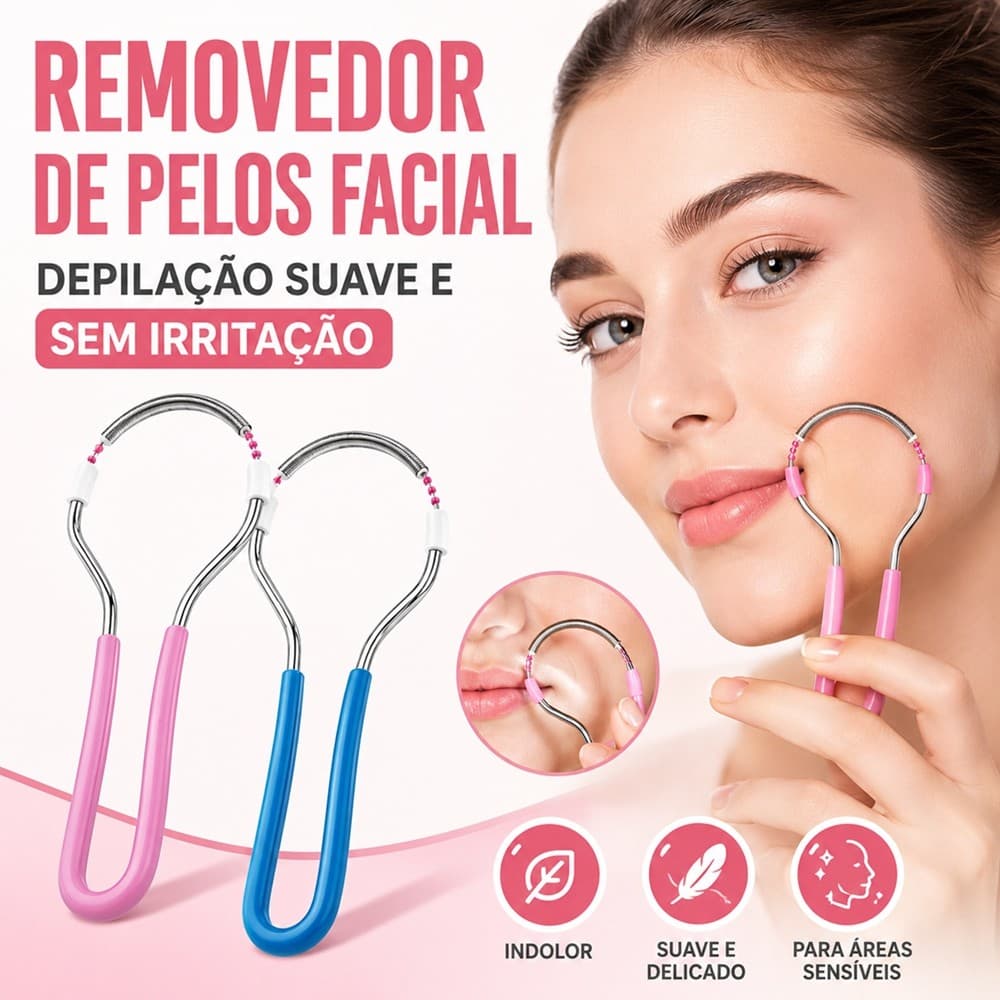 Depilador Facial Mola Removedor de Pelos Sem Dor Para Rosto Áreas Sensíveis Reutilizável Sem Irritação Prático