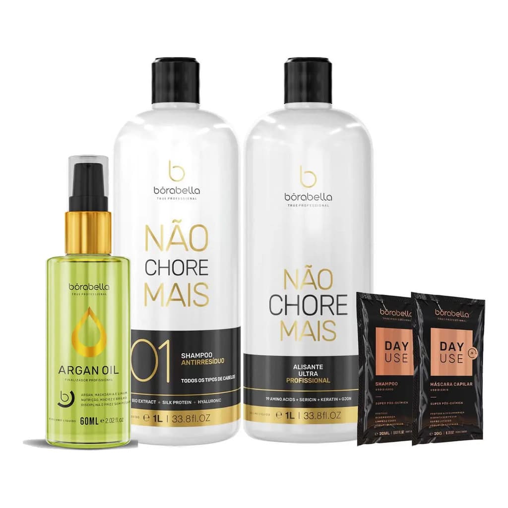 Borabella Kit Não Chore Mais 2x Litro + Óleo De Argan 60ml