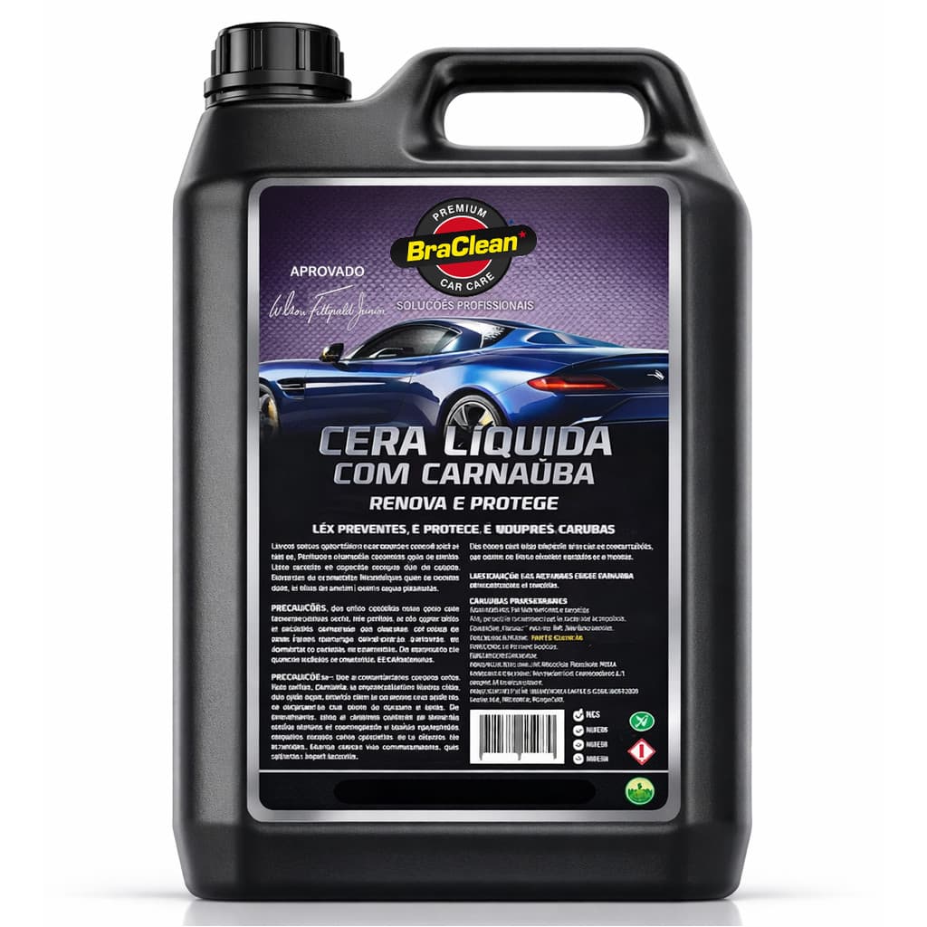 Cera Líquida Carnaúba 5L Protege Renova Brilho Pintura Verniz Estética Acabamento Carro Moto Auto