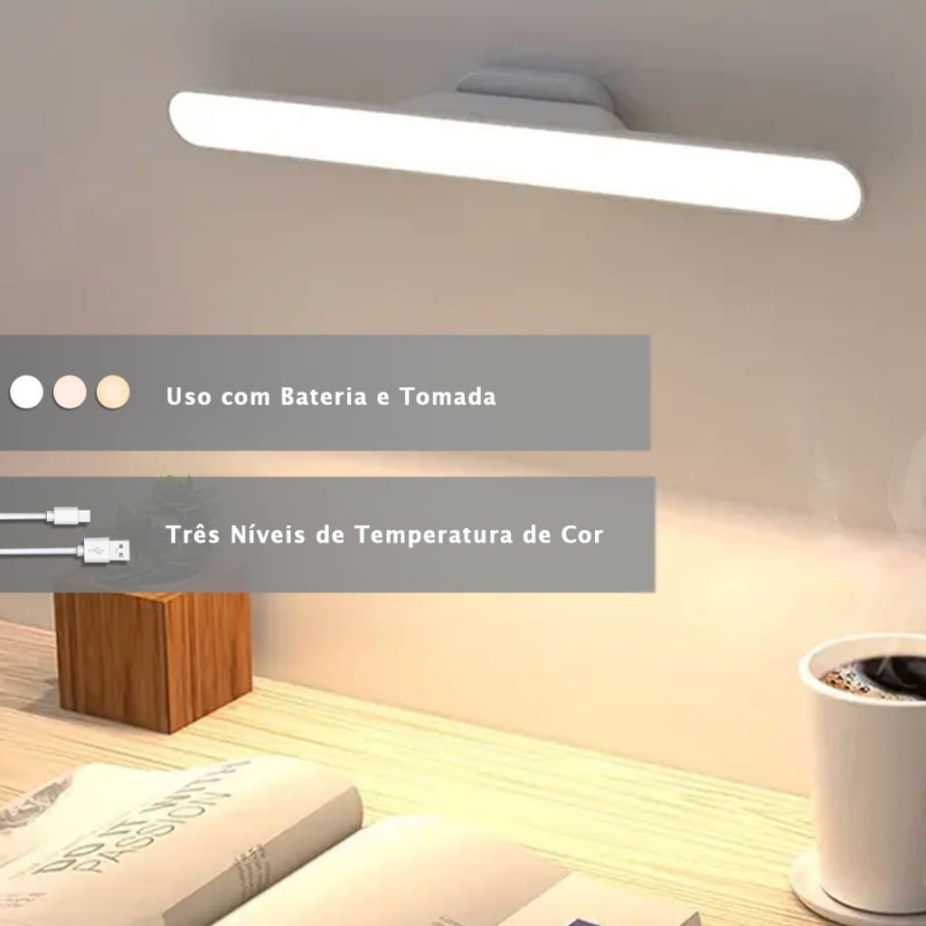 Luminária De Led Sobrepor Bastão Recarregável Sem Fio Com Suporte Magnético E Touch - Variação: