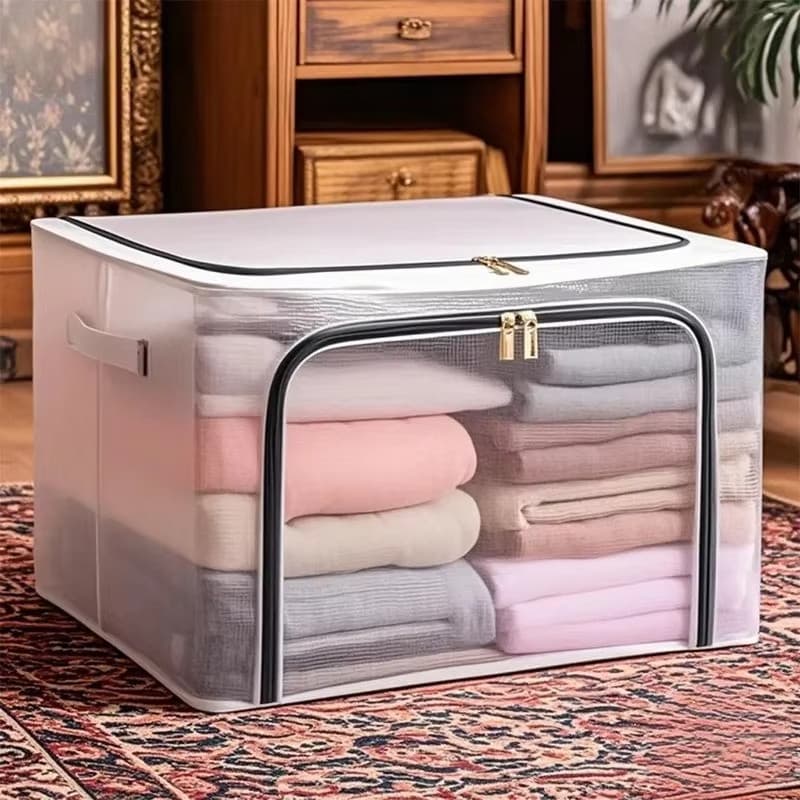 Caixa Organizadora Transparente 24L 66L 100L c/ Zíper PVC, À Prova d'Água e Umidade, para Casa e Guarda-Roupas Avaliação