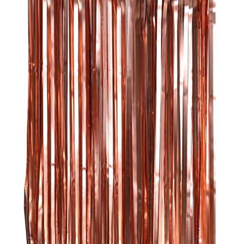 Cortina Metalizada Rose Gold 1x2m com Franjas para Painel de Festa Fotos e Decoração