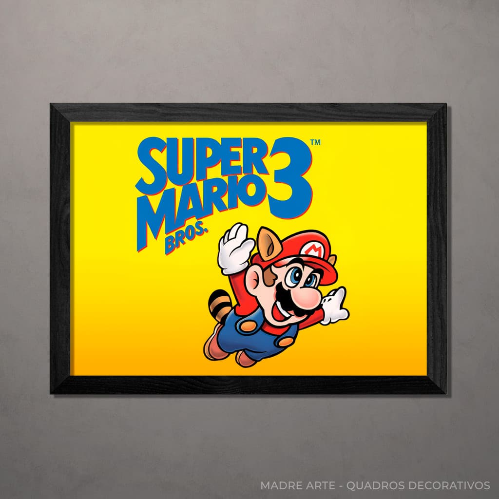 Quadro Decorativo Super Mario Broz 3 A4 Com Vidro