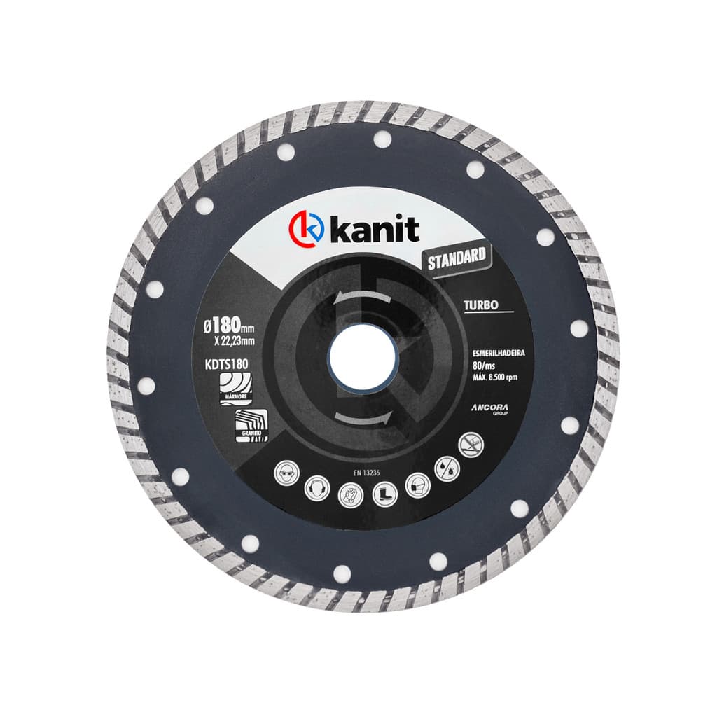 Jogo 10 Disco Diamantado 180x22mm Turbo Corte Rapido Marmore Granito Pedra Marmoraria Kanit Atacado