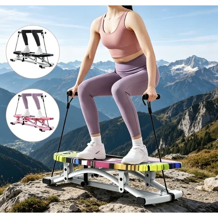 Prancha de Equilíbrio Mini Stepper para Adultos com Faixas de Resistência Fitness