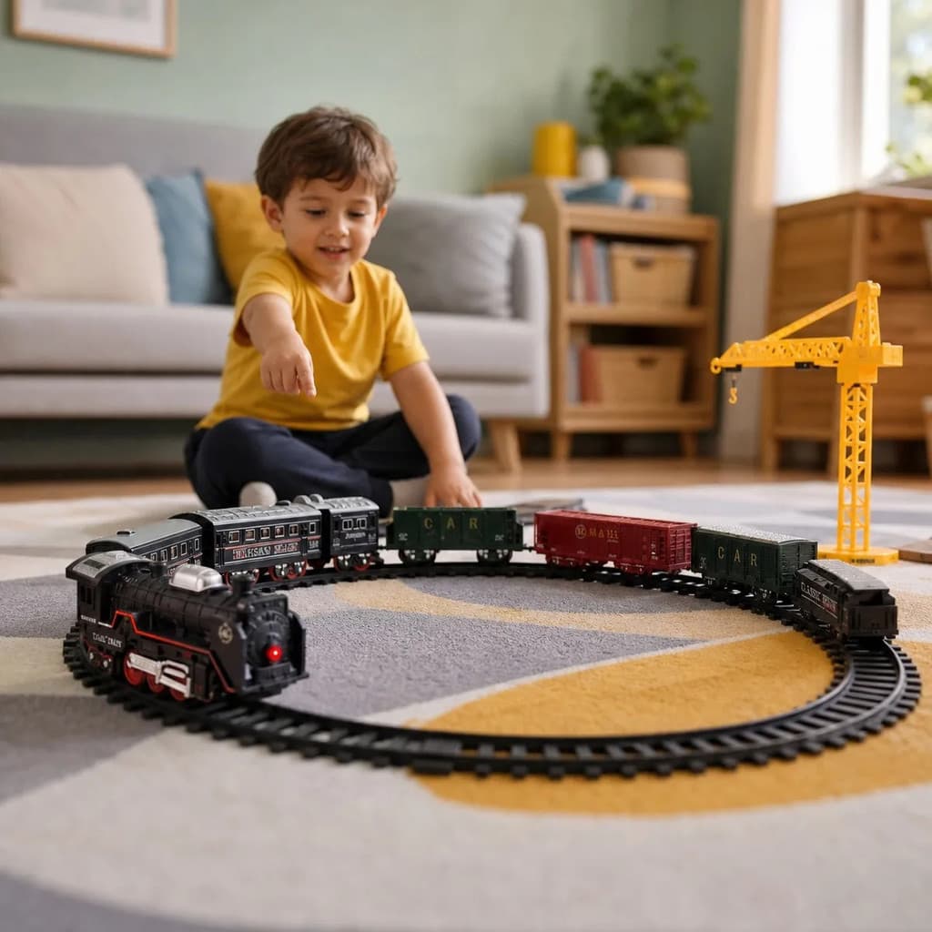 Ferrorama Trem Infantil Elétrico Trilhos Vagões Luz Brinquedo Menino Presente Criança