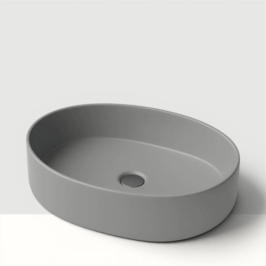 Cuba Banheiro Oval 55x42 Sobrepor - Cinza