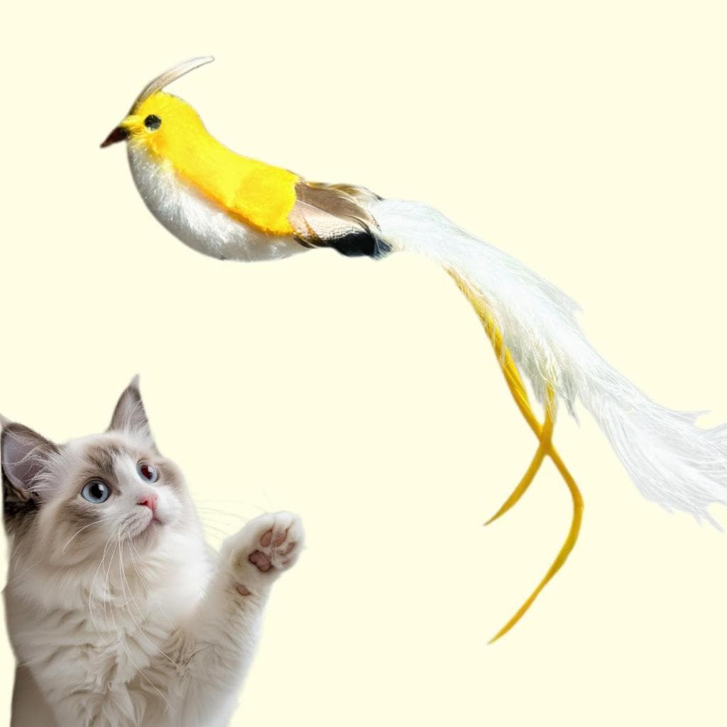 Brinquedo interativo de gato de pássaro de simulação, pena divertida com sino, brinquedo de vara de brincar de gatinho V