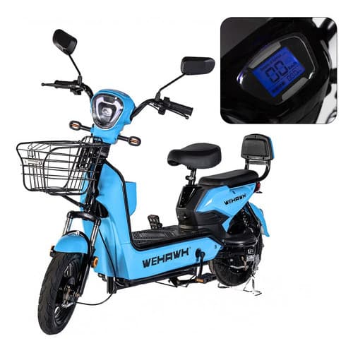 Mini Scooter Elétrica 500w Sem Cnh Wehawk Basket Cor Azul-claro