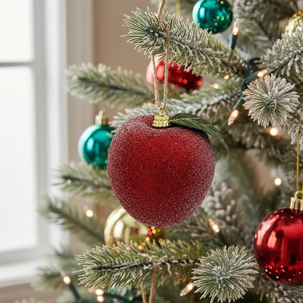 Pendente De Natal De Frutas Com Gritter De Luxo Decorativo Maça
